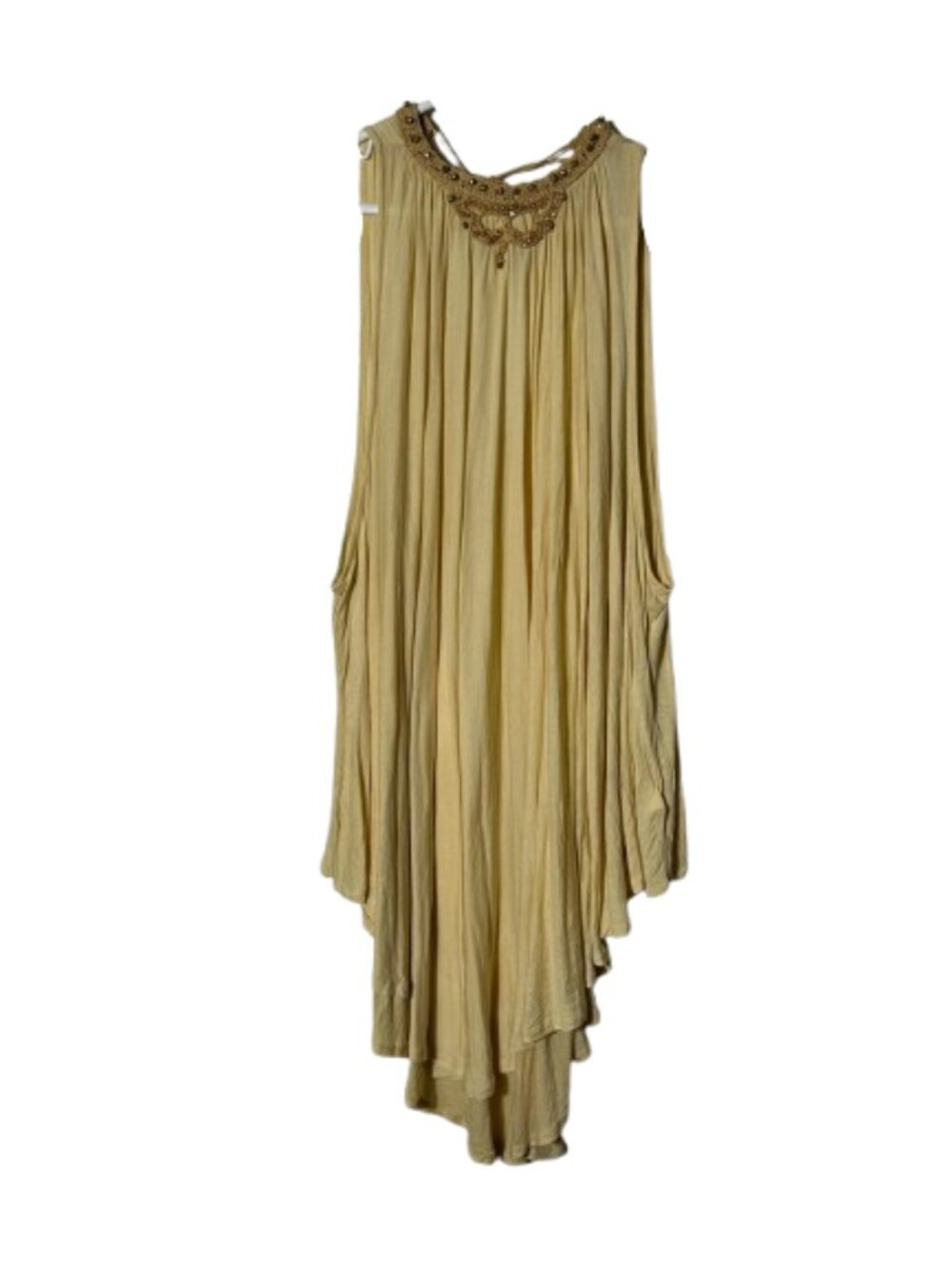 Free People yellow sabrina tank top swing flowy crochet neck womens S oversized